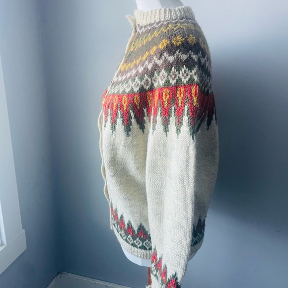 Vintage Handmade in Norway Wool Cardigan Fair Isle - Picture 7 of 14